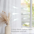 MYSKY HOME White Curtains 80 Inch Length 2 Panels Set, Semi Sheer Cotton Blend - Image 5