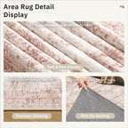 5x7 Area Rugs Pink Low Pile Indoor Washable Trendy Faded Style Rugs - Image 6