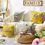 AVOIN colorlife Bless Our Home Farmhouse Eucalyptus Leaves Throw Pillow Covers - Image 2