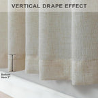 Pitalk Beige Back Tab Linen Curtains 94 Inches Long 2 Panel - Image 7