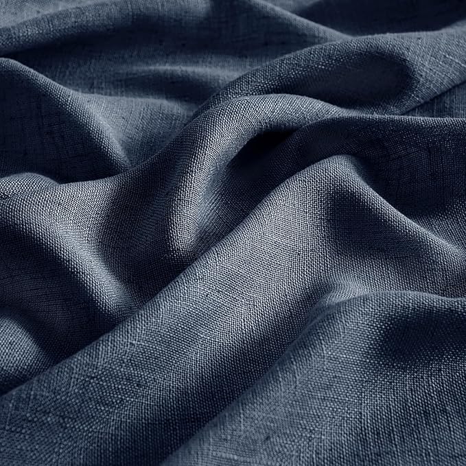 MIULEE Navy Blue Linen Curtains 84 Inch Length 2 Panels - Image 4