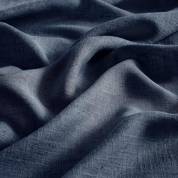 MIULEE Navy Blue Linen Curtains 63 Inch Length 2 Panels - Image 4