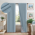 Dusty Blue Curtains for Nursery Girls Boy Bedroom 72 Inch Length 2 Panels by Pitalk