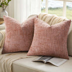 decorUhome Summer Pink Chenille Euro Sham Throw Pillow Covers 22x22 Set of 2 - Image 9