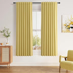 Guken Yellow 100% Blackout Linen Curtains 63 Inch Length 2 Panels Set by Guken