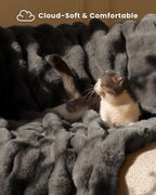 Ultra Soft Cozy Faux Fur Throw Blanket, Fuzzy Plush Thick Bubble Blanket - Image 5