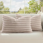 decorUhome Cozy Faux Fur Throw Pillow Covers 12x20 Set of 2 Decorative Soft by decorUhome