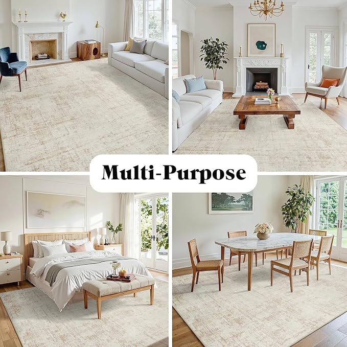 8x10 Area Rugs for Living Room Washable Rug: Anti-Skid Abstract Modern Living - Image 3