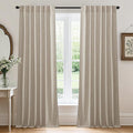 RYB HOME Natural Beige Linen Sheer Curtains 102 inches Long by RYBHOME