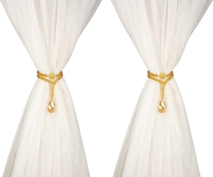 SUQ I OME 2 Pack of Luxury Crystal Beaded Magnetic Curtain Tieback and Holdback by SUQIOME