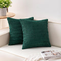 Pack of 2 Christmas Green Corduroy Decorative Throw Pillow Covers 18x18 by Unknown