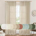 LAMIT Light Filtering Sheer Linen Curtains 102 inches Long, Linen Textured Semi by LAMIT
