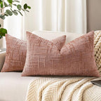 decorUhome Summer Pink Chenille Throw Pillow Covers 12x20 Set of 2 Textured by decorUhome