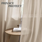 RYB HOME Linen Sheer Curtains 120 inches Long, Room Divider Curtains - Image 3