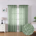 Lecloud Leia 72 Inch Sheer Curtains Sage Green Panels Set of 2, Double Rod by Lecloud