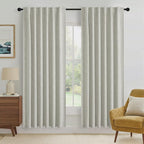 RYB HOME Cream 100% Blackout Linen Curtains 72 inch Long, Thermal Insulated & by RYBHOME
