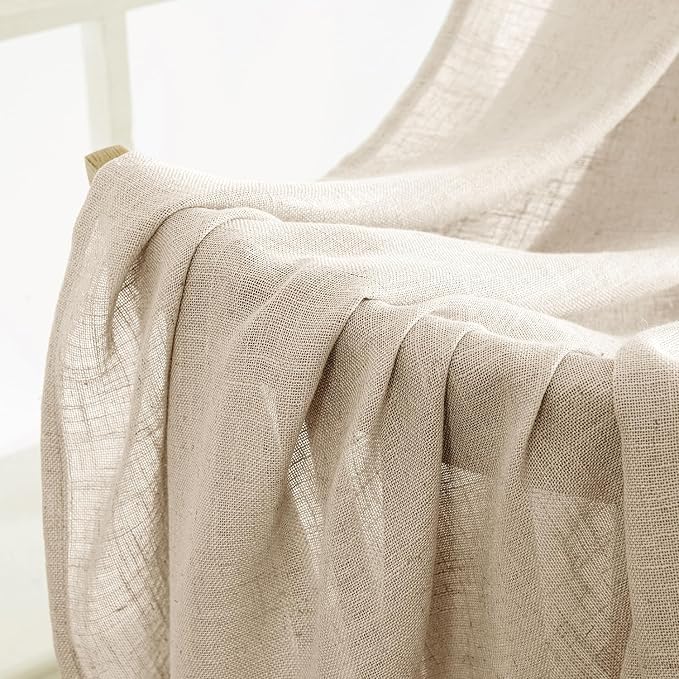MIULEE Light Taupe Linen Curtains 72 Inch Length 2 Panels - Image 6