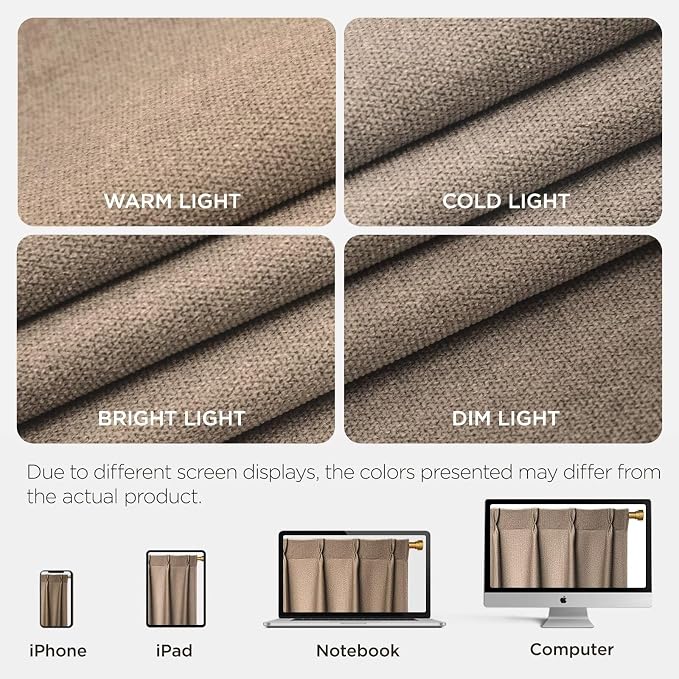 Joydeco Thick Linen Pinch Pleated Curtains 84 Inch Long 2 Panel Set - Image 6
