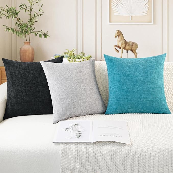 CaliTime Throw Pillow Covers Decorative 16 X 16 Inches Pack of 2 Cozy Chenille - Image 5
