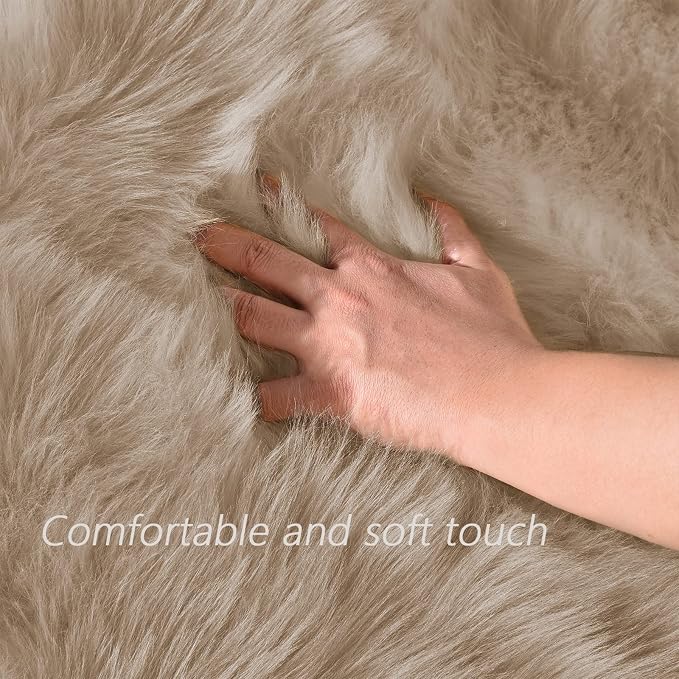 Latepis Runner Faux Fur Rug Camel Beige 2x6 Rugs Fluffy Furry Washable - Image 5