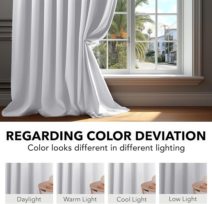 Deconovo Blackout Curtains, Thermal Insulated, W42 x L45 2 Panels, Back Tab - Image 6