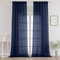 Chyhomenyc Extra Long Navy Blue Sheer Curtains 108 Inch Length 2 Panels Set by Chyhomenyc