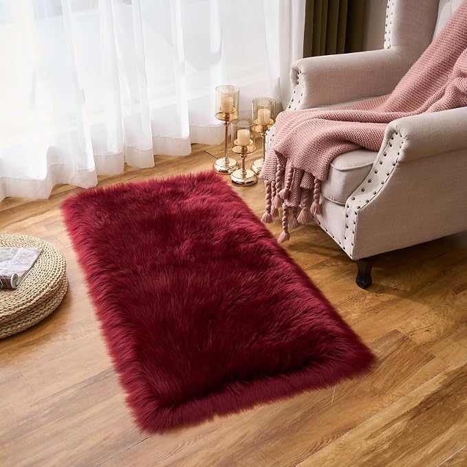 EasyJoy Ultra Soft Fluffy Shaggy Area Rug Faux Fur Rug Chair Cover Seat Pad - Image 4