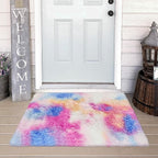 Small Fluffy Colorful Rug for Bedroom Girls 2x3 Mini Kawaii Rainbow Tie Dye - Image 3