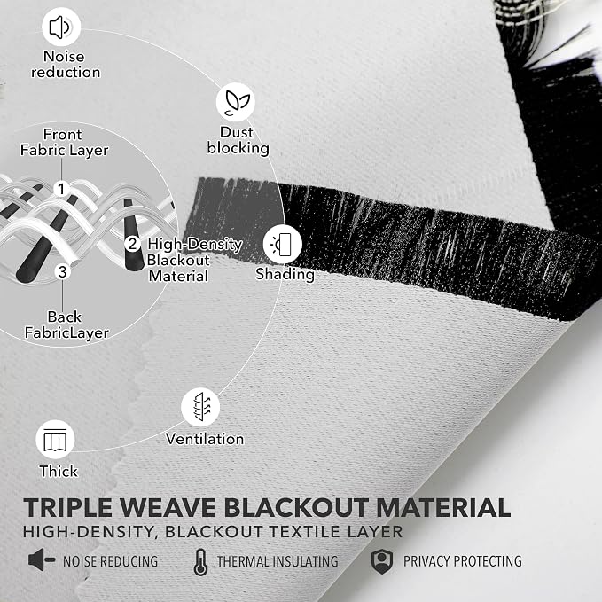 Deconovo Blackout Curtains, Thermal Insulated, W52 x L84 2 Panels, Back Tab - Image 4