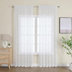 OWENIE Furman Sheer White Curtains 90 inches Long - Image 2