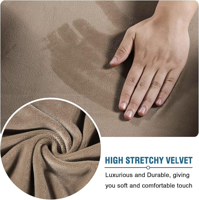 H.VERSAILTEX Velvet Plush 4 Piece High Stretch Sofa Slipcover Cover Furniture - Image 5