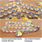 PEDOBO Magnetic Curtain Tiebacks, 2 Pack Crystal Beaded Sun & Moon Pendants - Image 2