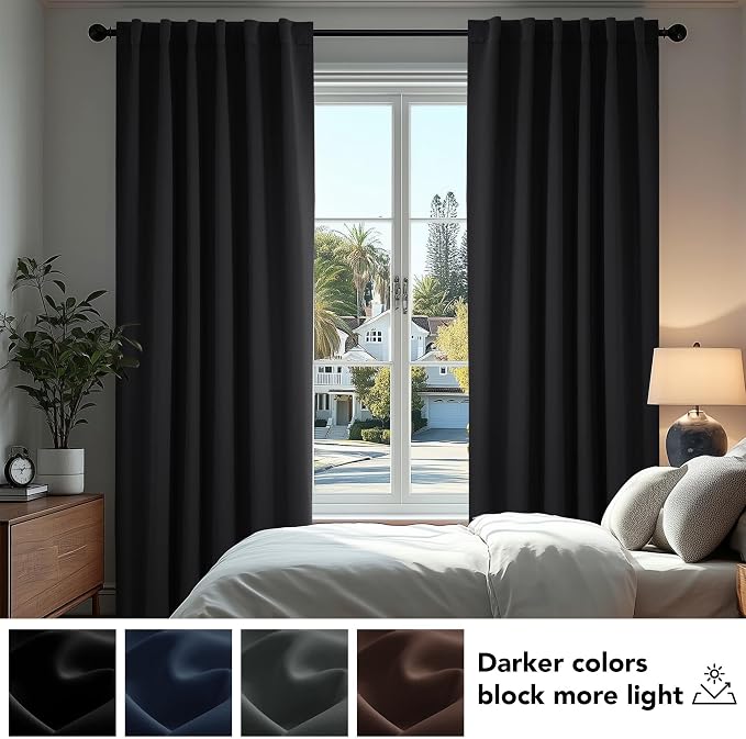 Deconovo Blackout Curtains, Thermal Insulated, W70 x L108 2 Panels, Back Tab - Image 4