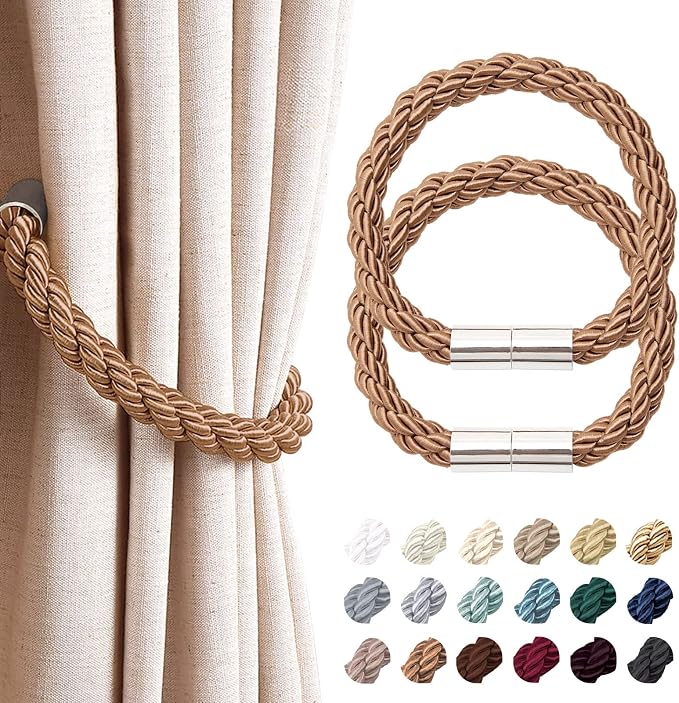 NICEEC 2 Pack Strong Magnetic Curtain Tiebacks Modern Simple Style Drape Tie by NICEEC