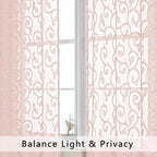 OWENIE Furman Blush Pink Sheer Curtains 36 inch Length 2 Panels Set - Image 4