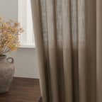 Nanspring Dark Taupe Linen Curtains 63 Inches Length 2 Panels Set - Image 2