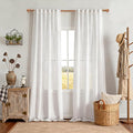 MYSKY HOME White Linen Curtains 96 Inches Long by MYSKYHOME