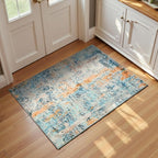 Entrance Rugs Indoor 2x3 Blue Entry Rug Washable Abstract Small Area Rug by OmpaaHomeDecor
