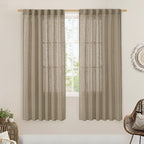 LAMIT Linen Curtains 68 Inch Length 2 Panels, Light Filtering Panels Back Tab by LAMIT