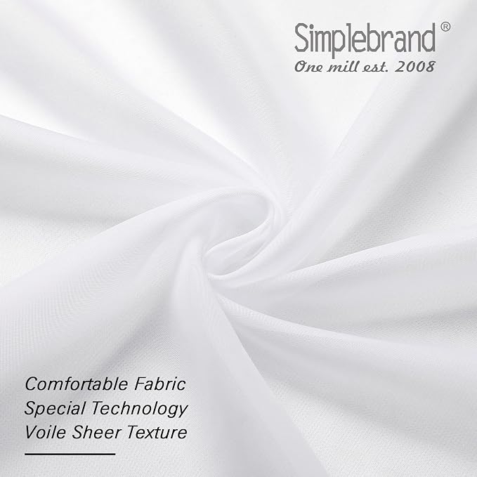 Simplebrand Sheer White Curtains 120 Inches Long, Extra Long Rod Pocket Solid - Image 3