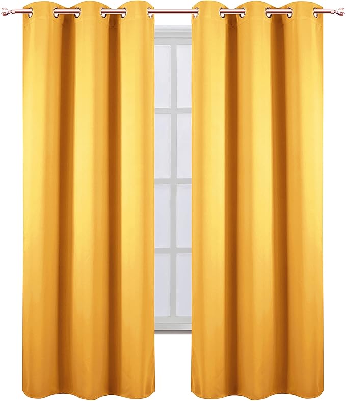 LEMOMO Yellow Thermal Blackout Curtains/38 x 84 Inch/Set of 2 Panels Room - Image 2