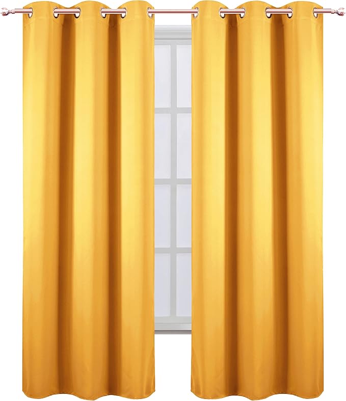 LEMOMO Yellow Thermal Blackout Curtains/42 x 95 Inch/Set of 2 Panels Room - Image 2