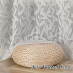 Lecloud Leia Clip Textured Leaf Ivory Sheer Curtain 63 Inch Length 2 Panels - Image 9