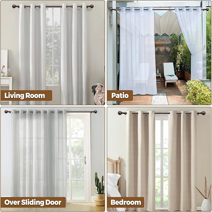 KAMANINA Curtain Rods for Windows 48 to 84 Inch, Antique Bronze Heavy Duty - Image 5
