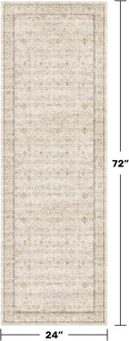 2x6 Long Beige Farmhouse Kitchen Runner Rug Washable Non Slip Carpet - Image 2
