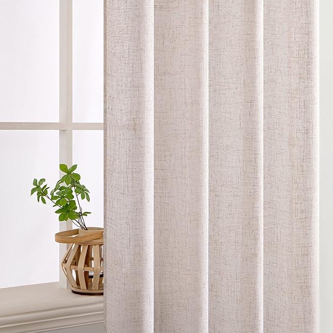 MIULEE Natural White Linen Curtains 90 Inch Length 2 Panels - Image 5
