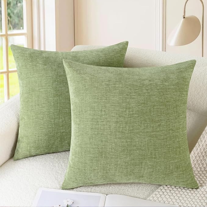 CaliTime Throw Pillow Covers Decorative 18 X 18 Inches Pack of 2 Cozy Chenille by CaliTime