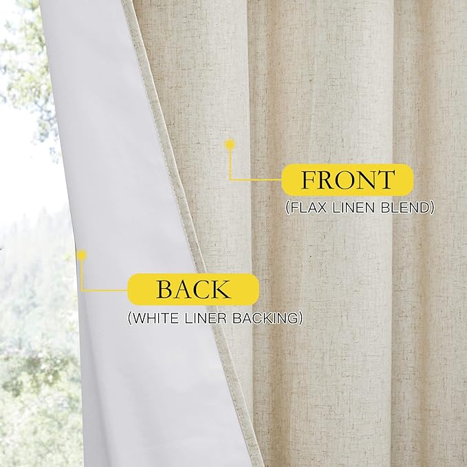 NICETOWN Full Blackout Natural Linen Cold Reducing Curtains 102" Length - Image 6