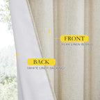 NICETOWN Full Blackout Natural Linen Curtains 102" Length - Image 7