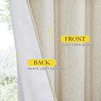 NICETOWN Natural Full Blackout Boho-Chic Linen Curtains 80 inch Long 2 Panels - Image 7